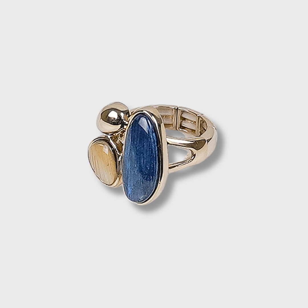 Anello Elasticizzato "Circle" placcatura oro Coffee Blue | AlexArte