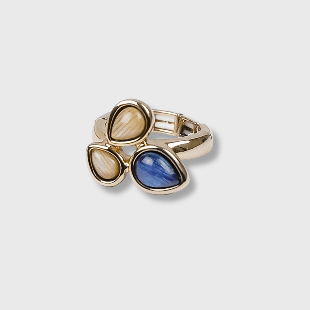 Anello Elasticizzato "Royal" placcatura oro Coffee Blue | AlexArte