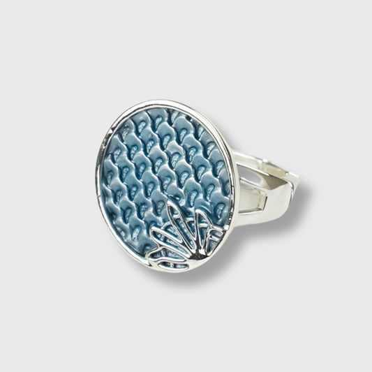 Anello Elasticizzato "Sea" – Placcatura in Argento con Tonalità Blu Dipinto a Mano | AlexArte