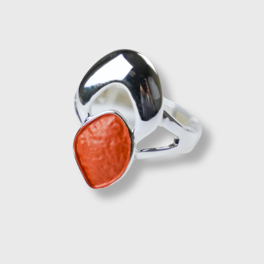 Anello Elasticizzato "Orangeblue" – Placcatura in Argento con Tonalità Arancio Dipinto a Mano | AlexArte