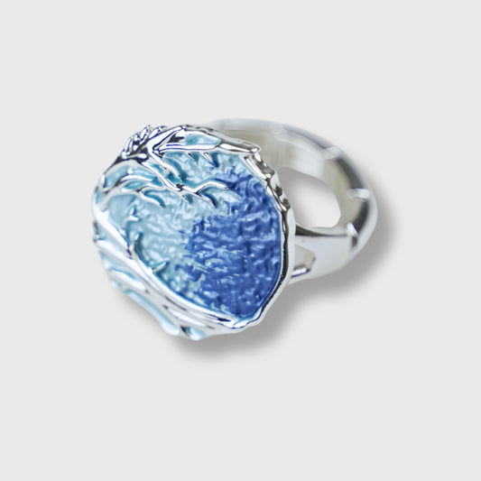 Anello Elasticizzato "Ocean Sunrise" – Placcatura in Argento con Tonalità Blu Dipinto a Mano | AlexArte