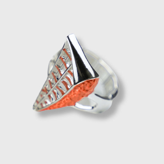 Anello Elasticizzato "Vela" – Placcatura in Argento con Tonalità Arancio Dipinto a Mano | AlexArte