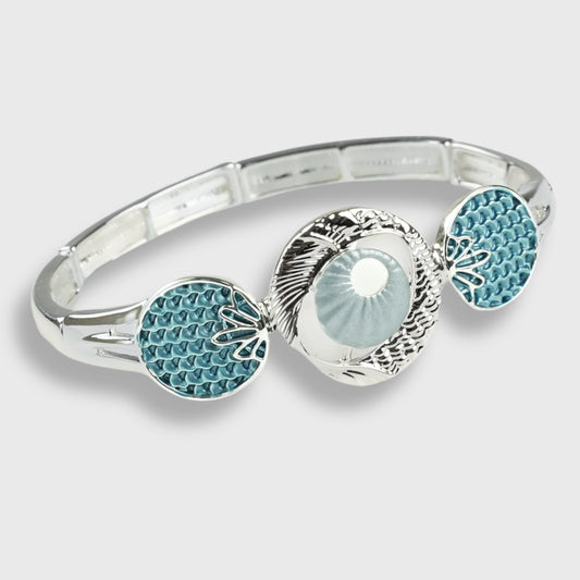 Bracciale donna "Seaside Sunrise" – Placcato in Argento con Tonalità Blu Dipinte a Mano | AlexArte