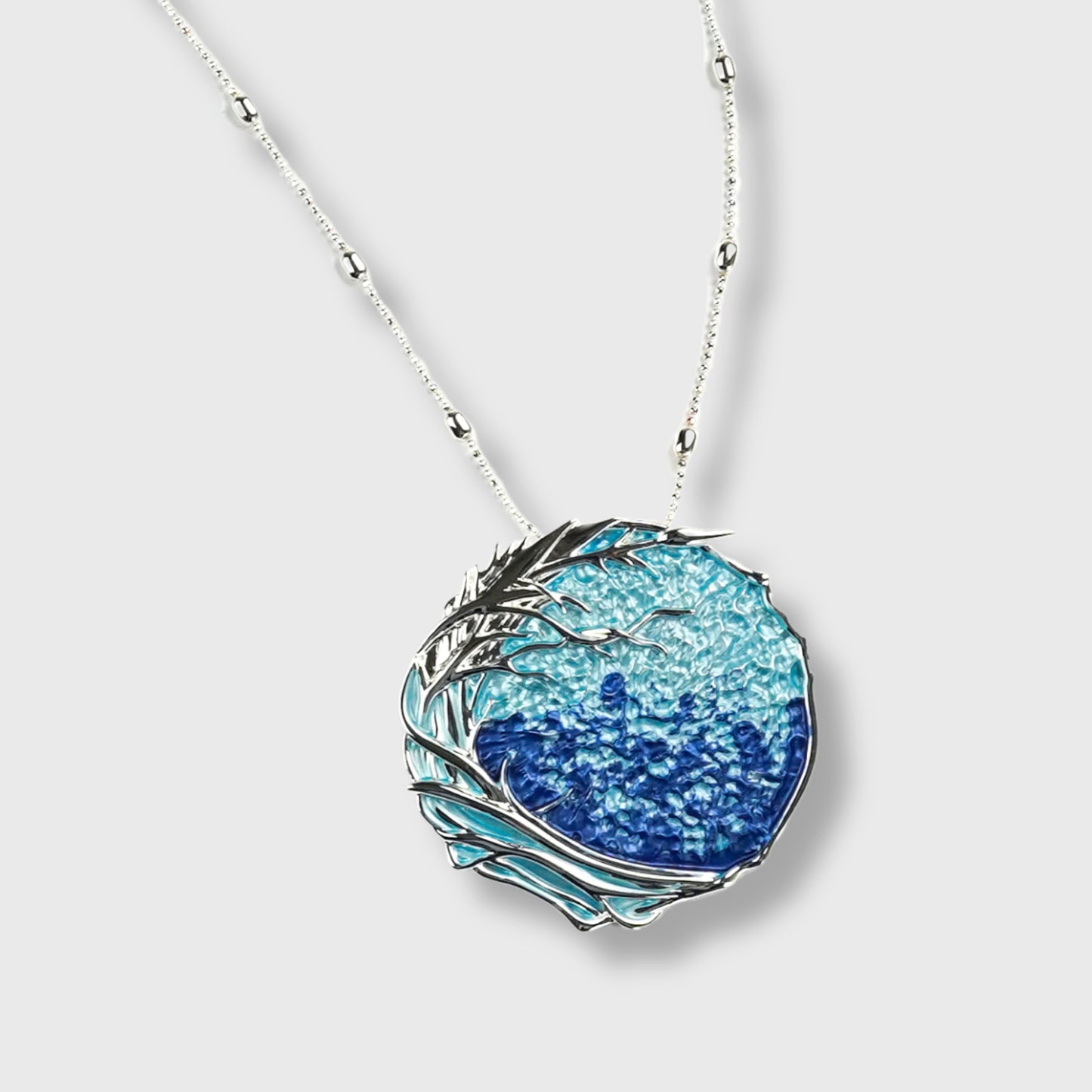 Collana Placcata Argento Donna "Ocean Sunrise" Tonalità  Blu su Placcatura Argento| AlexArte