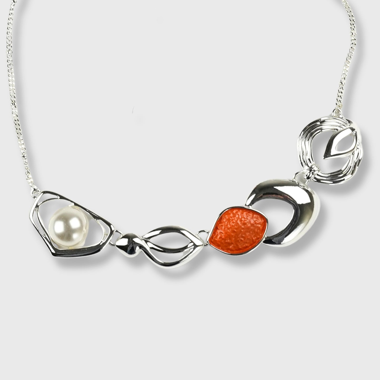 Collana Placcata Argento Donna "Orange Blue Sunrise" Tonalità Arancio su Placcatura Argento| AlexArte