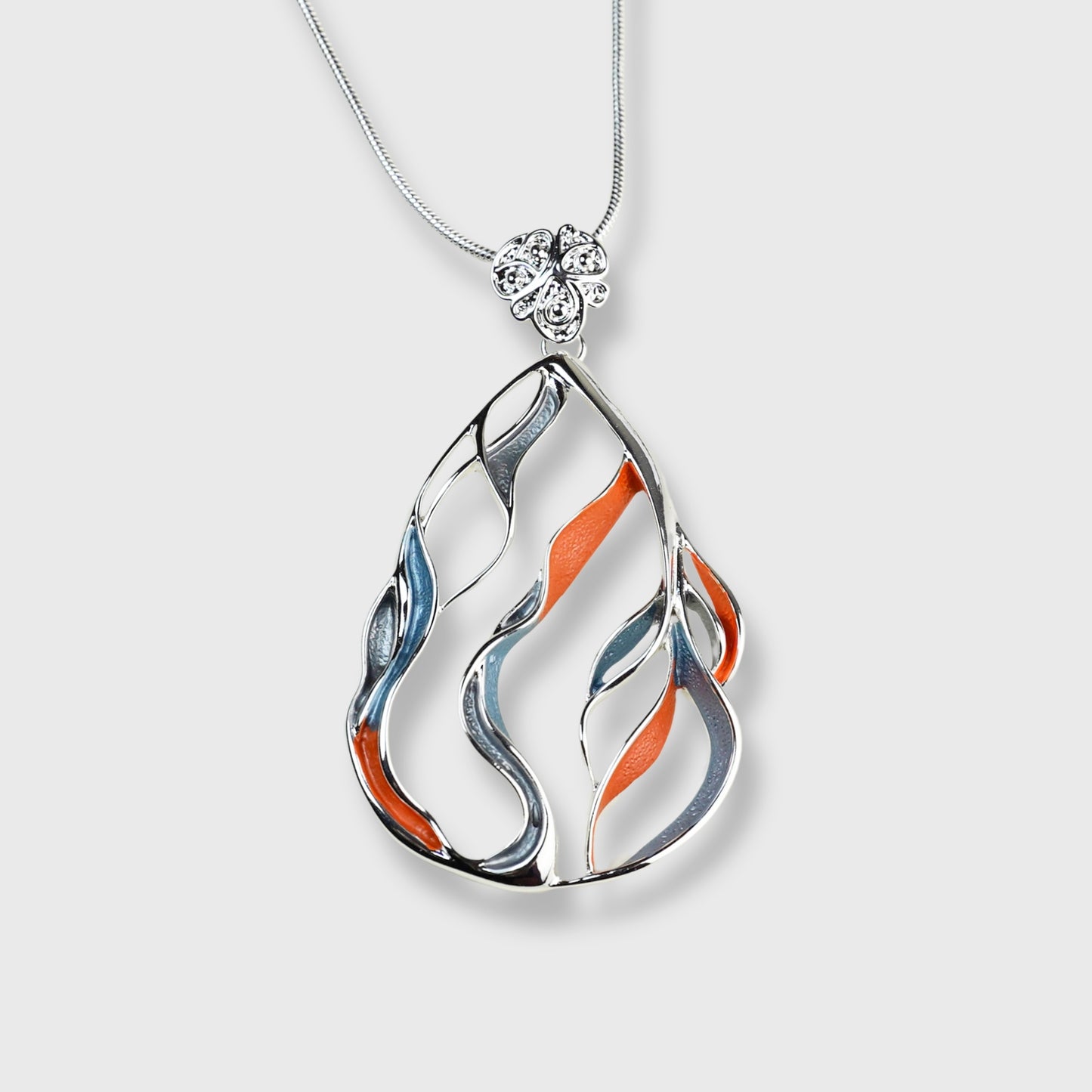 Collana Placcata Argento Donna "Rays Sunrise" Tonalità Arancio e Blu su Placcatura Argento| AlexArte