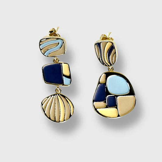 Orecchini Placcati Oro Giallo Donna Fantasia Blue Picasso | AlexArte
