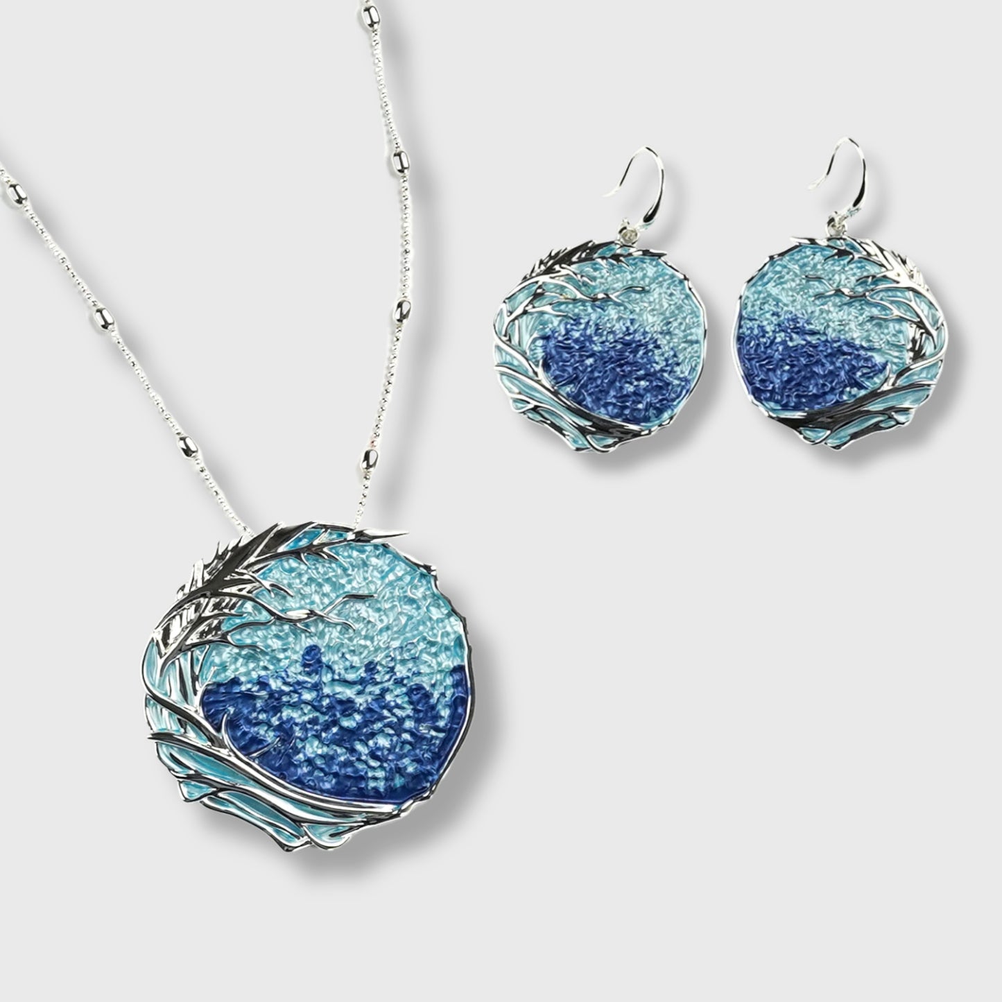 Parure "Ocean Sunrise" – Collana e Orecchini in Argento con Tonalità  Blu | AlexArte