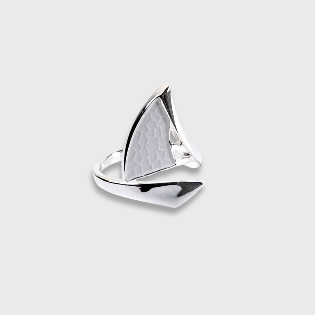 Anello Placcato Argento Donna "Vela" White